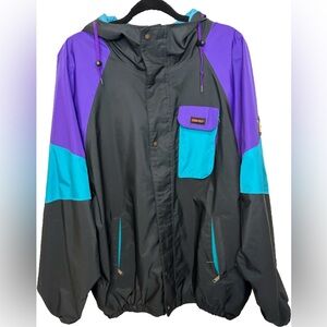 ✨ Vintage West Wave Gore-Tex Colorblock Ski Jacket – Black/Teal/Purple ✨